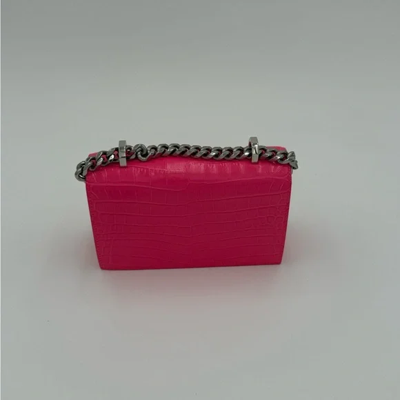 Alexander McQueen Vibrant Pink Croc embossed mini satchel - Picture 5 of 7